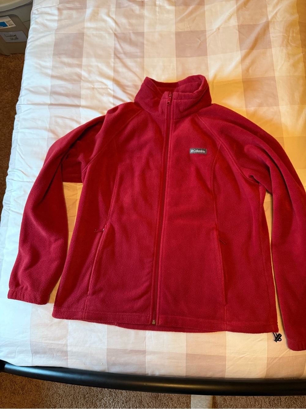 Columbia Womenโs Maroonish/Deep Red Full-Zip Fleece Jacket
